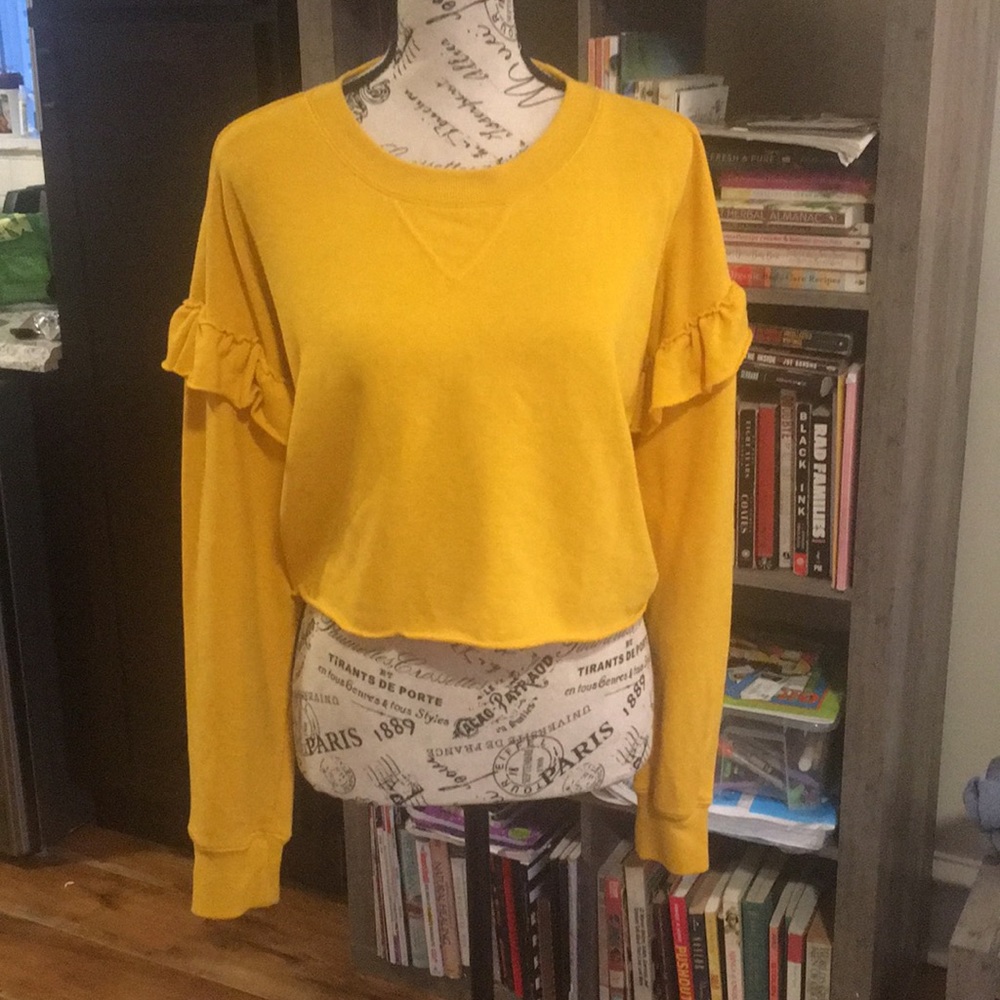 Yellow Cropped Sweatshirt